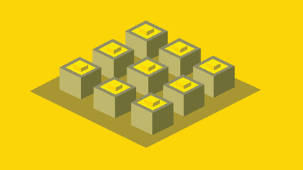 Aufkleber - Isometric cubes arrangement in yellow palette conceptual illustration for modern designs