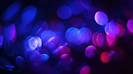 Poster - Abstract bokeh lights in deep blues and purples against a pitch-black background, capturing a darklight aesthetic.