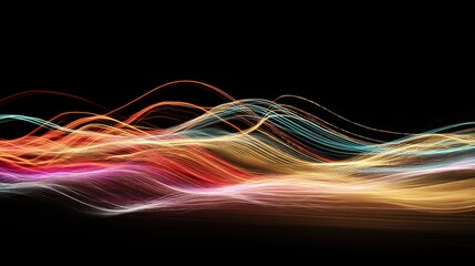 Poster - Abstract light trails captured in long exposure under darklight conditions, creating neon waves and motion streaks.