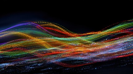 Poster - Abstract light trails captured in long exposure under darklight conditions, creating neon waves and motion streaks.