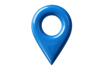 Fototapete - Glossy blue map pin pointing location on a transparent background, perfect for indicating places on digital maps