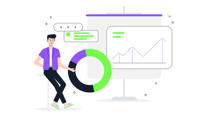 UX Designer Presenting Wireframe Iterations Flat Vector Illustration