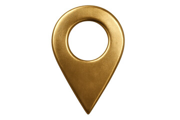 Fototapete - Gold location pin marking digital navigation, representing global positioning and travel connectivity, floating against transparent backdrop