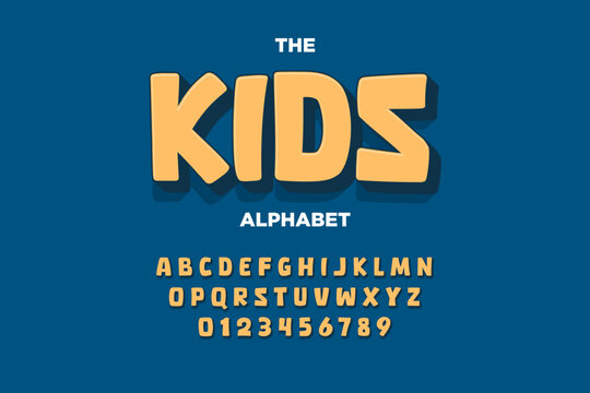 Modern playful alphabet letter and number set