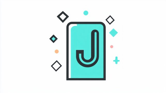 A teal rectangular shape with a black border and the letter 