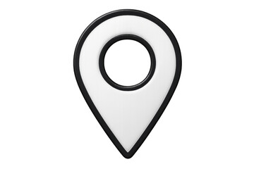 Fototapete - 3d rendering of a white map pointer with black border, isolated on transparent background, useful for indicating location