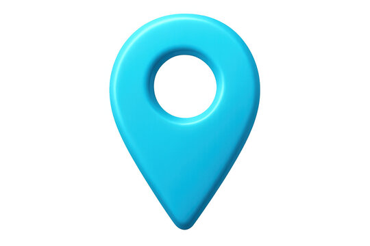 3d rendering of a light blue location pin on transparent background, perfect for indicating a precise spot on a map