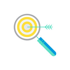 Poster - Magnifying glass and target with arrow symbolizing successful search and goal achievement