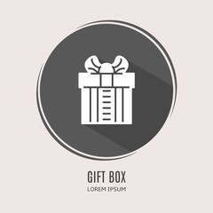 Poster - Symbol gift box logo. Illustration of gift box in flat. Stock vector.