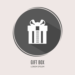Poster - Symbol gift box logo. Illustration of gift box in flat. Stock vector.