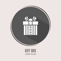 Poster - Symbol gift box logo. Illustration of gift box in flat. Stock vector.