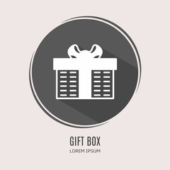 Poster - Symbol gift box logo. Illustration of gift box in flat. Stock vector.