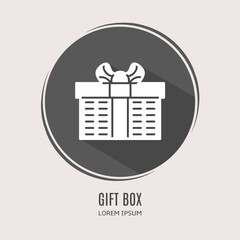 Poster - Symbol gift box logo. Illustration of gift box in flat. Stock vector.