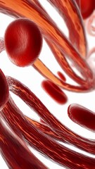 Poster - microscopic medical visualization revealing red blood cells dynamically flowing through human artery