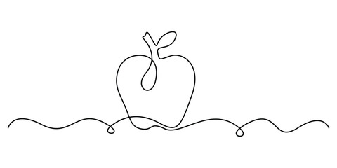 Poster - Continuous one line editable stroke Apple. Single line art style delicious food concept vector illustration