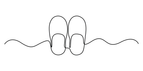 Poster - Continuous one line drawing of flip flop or sandals minimalist design vector illustration