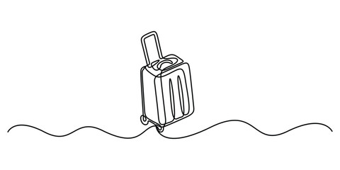 Poster - Continuous one line drawing of suitcase or luggage minimalist design vector illustration
