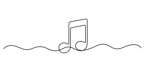 Poster - Music notes icon continuous one line drawing minimalist outline vector illustration