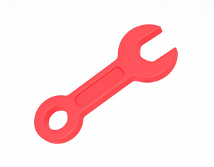 Poster - Isolated red spanner or wrench tool on white background illustrating repair and construction themes for design projects