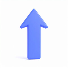 Poster - A bright blue upward arrow illustration symbolizing growth direction progress improvement achievement and business success on white background
