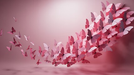 Poster - Delicate pink butterflies swirling in a gentle flow image