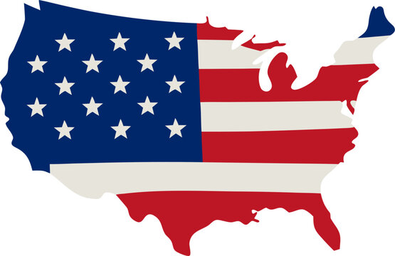 USA waving flag. American national symbol isolated on transparent background. Banner design element