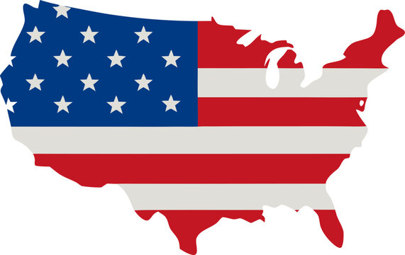 USA waving flag. American national symbol isolated on transparent background. Banner design element