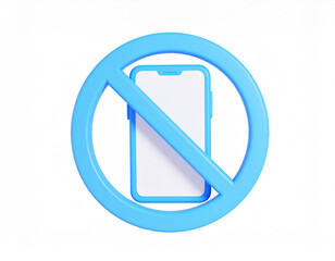 Fototapete - Digital illustration representing a prohibition sign on mobile phones indicating a no phone usage policy with white background