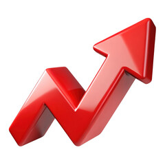 Poster - Shiny red arrow chart going up isolated on transparent background