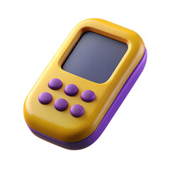 Poster - Retro yellow and purple handheld gaming device isolated on transparent background