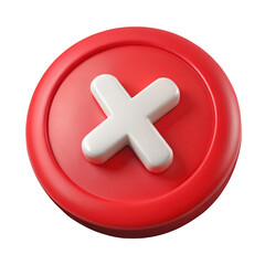 Leinwandbilder - Glossy red circle with white cross mark isolated on transparent background