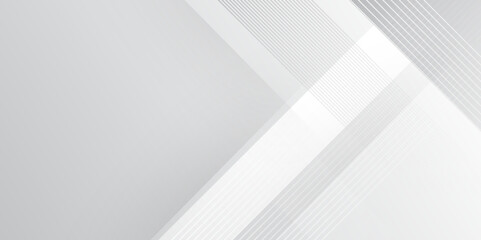 Poster - Abstract white and grey triangle overlay texture background. Modern elegant white gray banner background with creative design and shiny lines.Light gray striped abstract subtle vector background.
