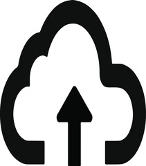 Fototapete - A simple black cloud icon with an upward pointing arrow on a plain white background in a minimalist style