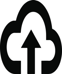 Fototapete - A simple black cloud icon with an arrow pointing upwards on a plain white background image view
