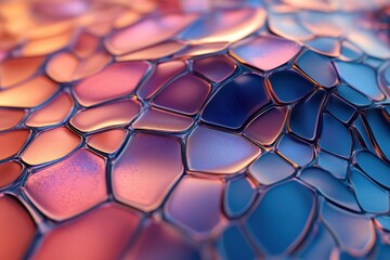 Poster - Closeup view of a polygonal surface featuring vibrant colors and a seamless abstract design, Polygonal surface close up shallow DOF Seamless abstract 3D render