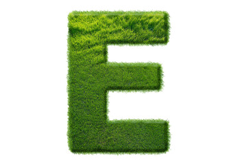 Fototapete - Grass font 3d rendering letter E isolated on a transparent or white background