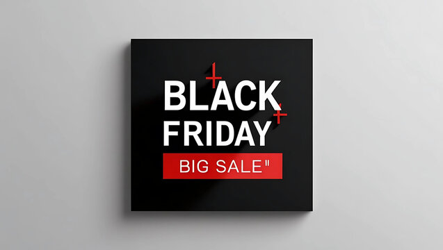 Minimalist Black Friday Poster Template with Red Highlights and Big Sale Text