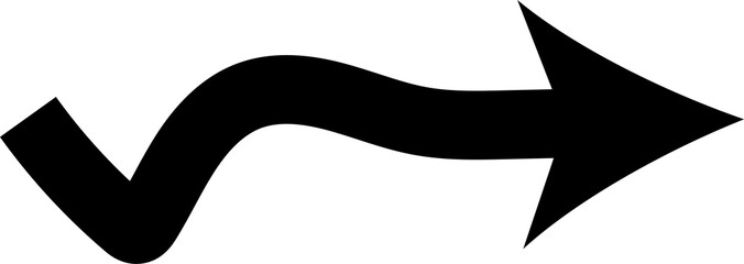 Poster - A black wavy arrow pointing to the right on a white background
