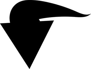Poster - Abstract black arrow shape with a curved tail on white background