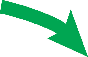 Poster - A bold green arrow curves downwards and to the right on a white background