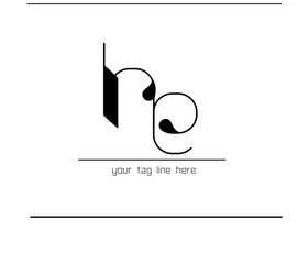Poster - EH Letter Calligraphy Logo – Elegant E and H Interlocked Monogram