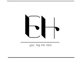 Poster - Modern EH Logo – Minimalist Monogram of Letters E and H