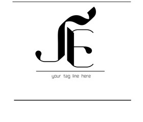 Poster - Overlapping JE Monogram Logo – Artistic J & E Script Emblem Design, Interlocked JE Calligraphy Logo 