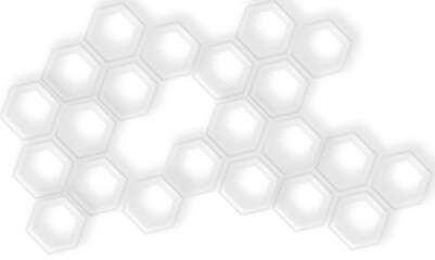 Aufkleber - White background showcasing  layered hexagonal pattern  with soft shadows and clean lines design element.