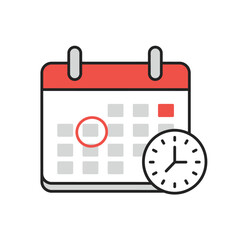 Poster - A stylized calendar with a clock, representing scheduling and appointments.