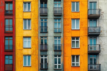 Poster - Vibrant architecture of residential building facades in Berlin showcasing colorful patterns and modern design, Residential building architecture facades in Berlin capital city of Germany