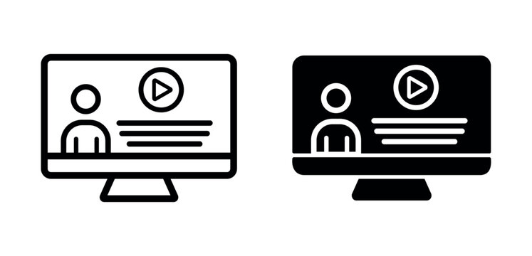 online meeting icon. computer online meeting.virtual online meeting icon png and vector illustration on transparent background