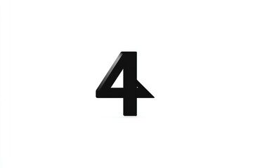 Fototapete - Black number four on white background
