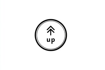 Fototapete - Black and white circular logo; two upward-pointing triangles within a circle; word 