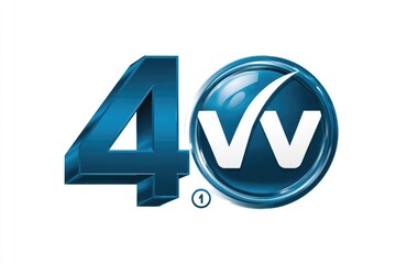 Fototapete - Anniversary logo, dark blue 40,  white 